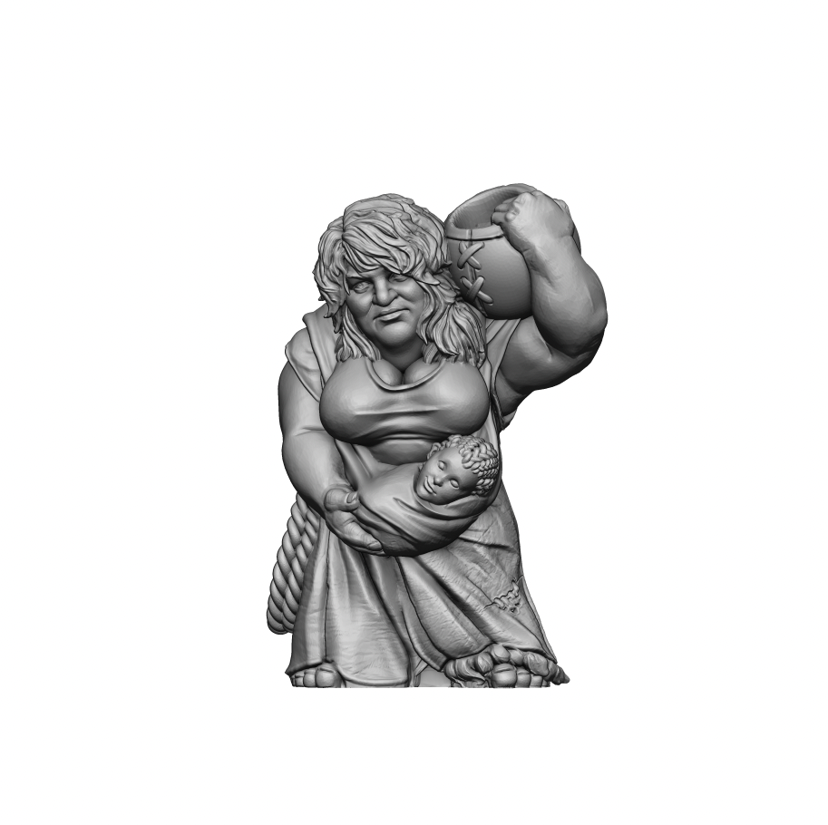 Dwarf Villager with Dwarven Child